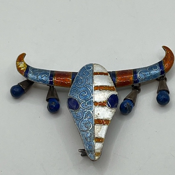 Jewelry - Colorful Enamel Bull Skull Brooch